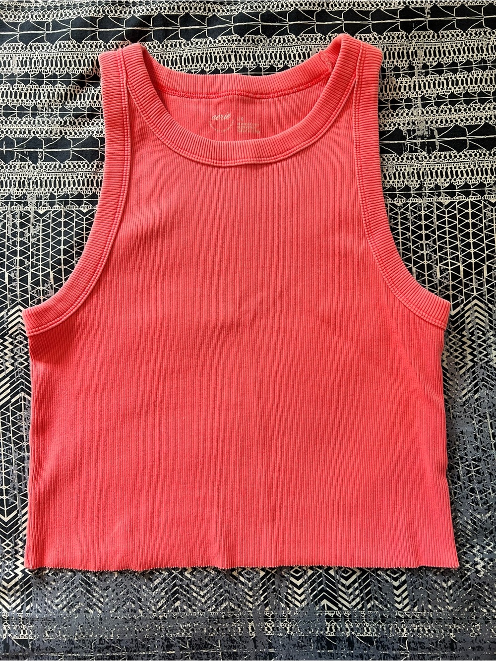 Aerie Hot Pink Ribbed Crop Tank Top Sz L